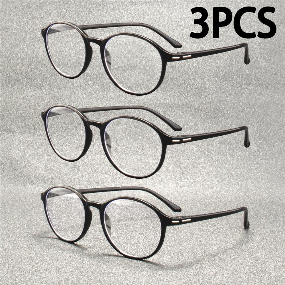 3PCS Ultra-Lightweight Blue Light Blocking Glasses - Stylish Round Frame Reading Glasses for Men & Women with PC Lenses