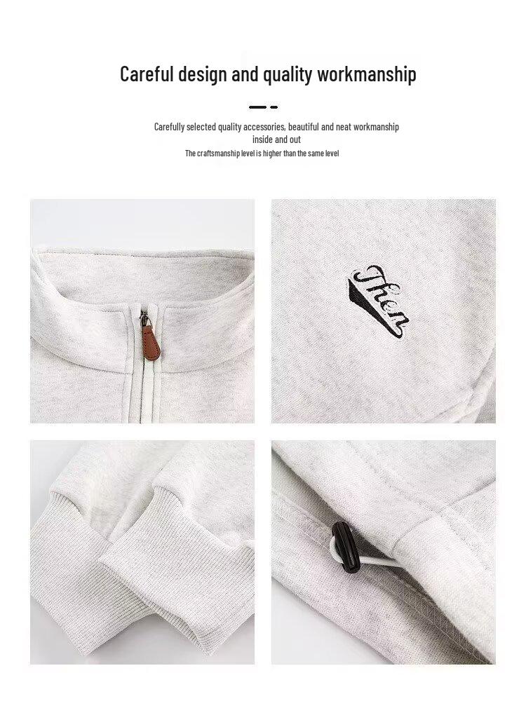 2025 Autumn/Winter Men's Half-Zip Solid Color Hoodie - Loose, Comfortable, Trendy Casual Top
