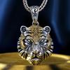 Jauna vīriešu zodiaka tīģera kulons, retro tīģera galvas kaklarota, vīriešu nišas dizains