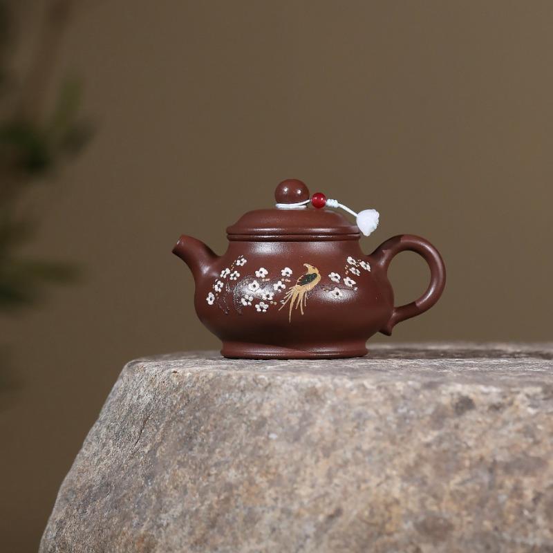 140ml Traditional Yixing Purple Clay Teapots Handmade Pan Pot Raw Ore Purple Mud Kettle With Filter Zisha Tea Set Tea Services
