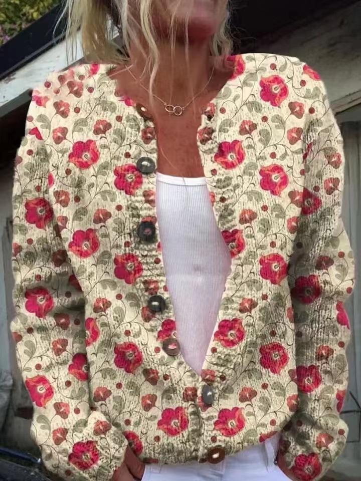 2026 Foreign Trade New 3D Digital Printing Cardigan Knitted Jacket Women's Clothing Early Spring and Autumn Factory Wholesale