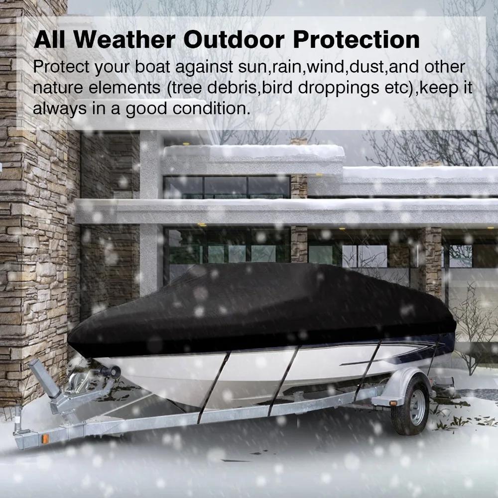 Aunct 11ft - 22ft 210D Trailerable Boat Covers Waterproof Rain Proof Sunproof UV Protector Speedboat Boat Cover Fishing Ski D45