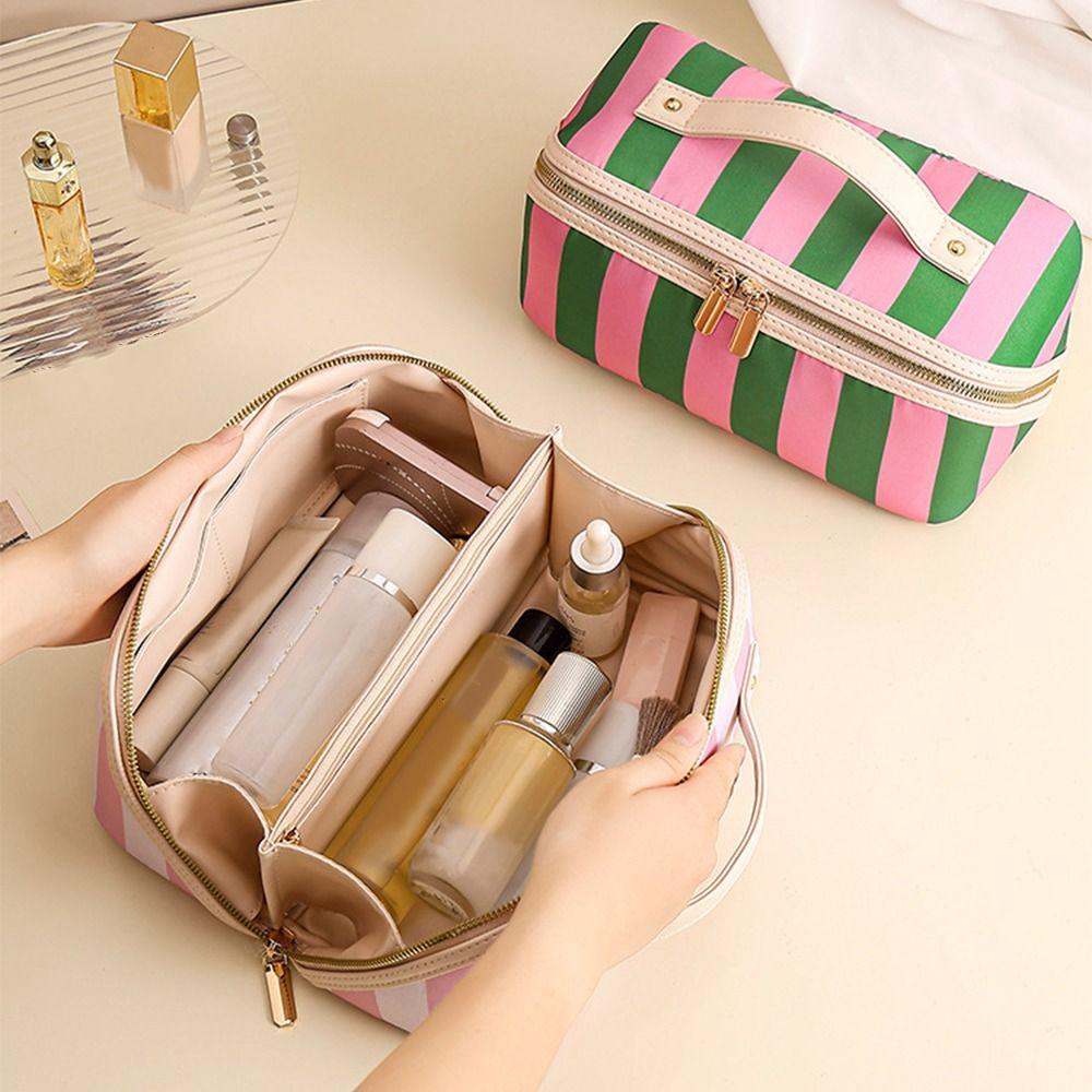 Polka Dot/Striped Women's Cosmetic Bag Vintage Travel Cosmetic Case  Makeup Accessory