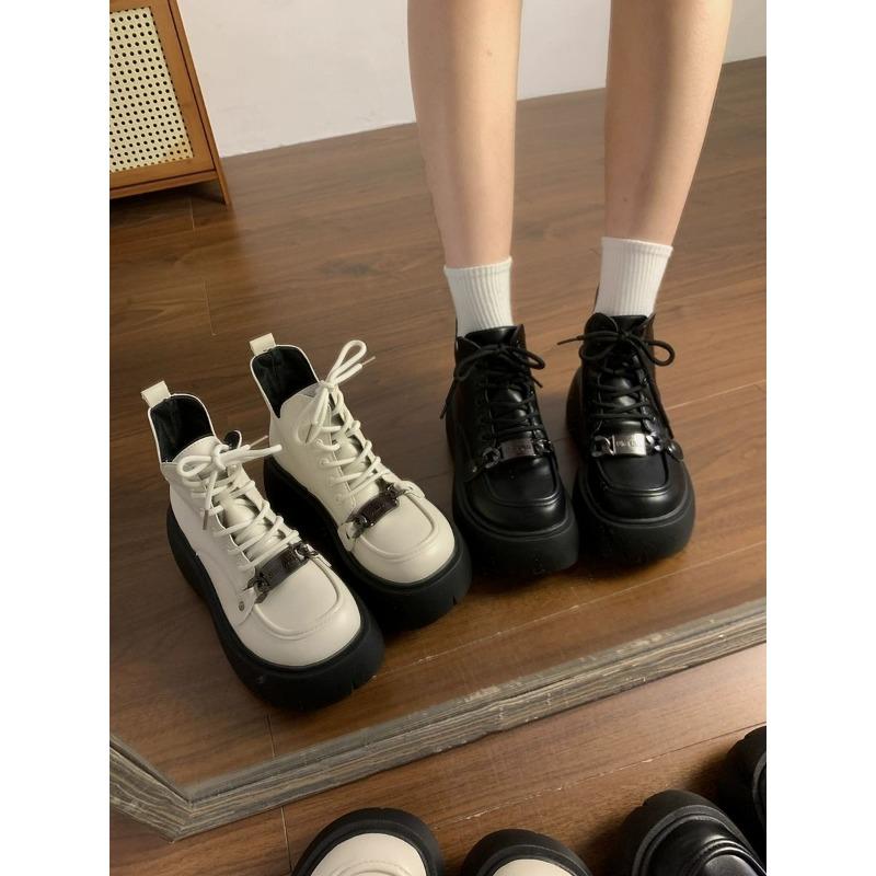 Muffin Thick-soled Black Martin Boots Women's Autumn and Winter New Versatile Short Tube Slim Short Boots