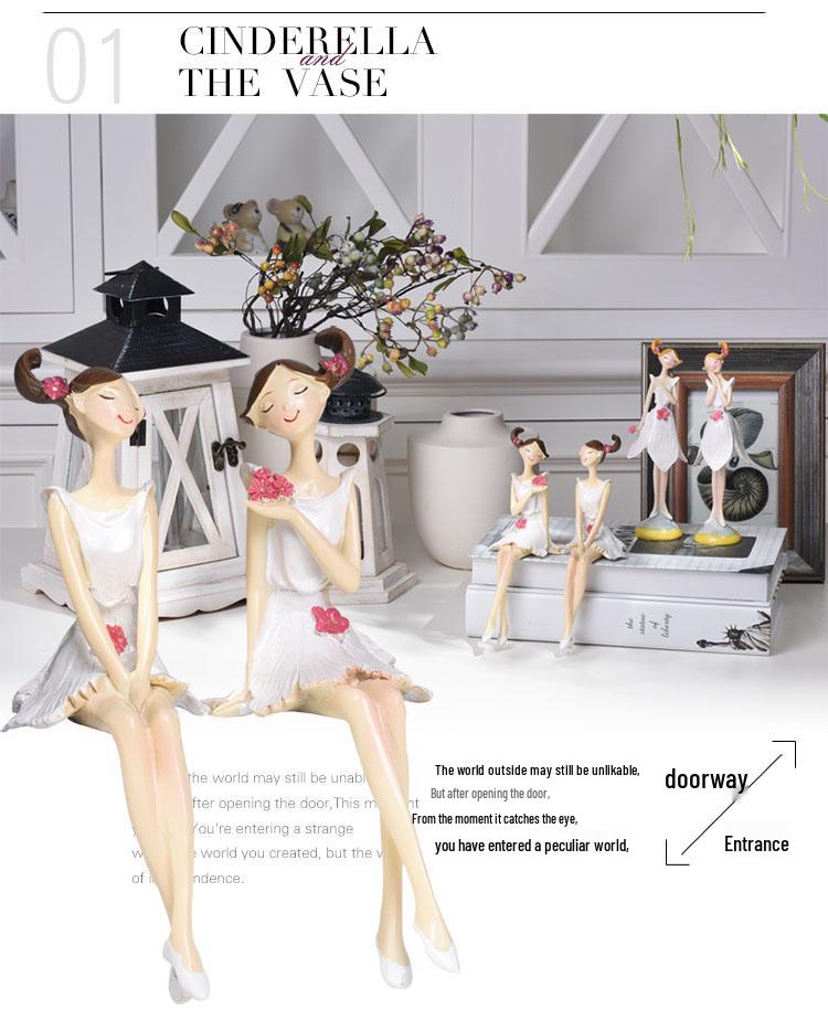 White Angel Sitting Fairy Doll - Handmade Resin Ornament for Home Decor