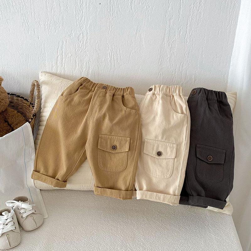 Kids Casual Pants Children Girls Cute Solid Color Loose Trousers Boys Thin Style Cargo Pant