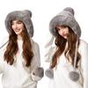 Knitted Hat Women's Thick Wool Collar Wool Hat Plush Three-Ball Warm Hat