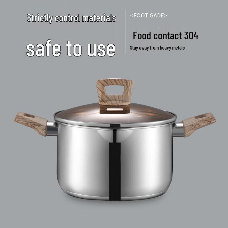 Zhi Shi 24cm 304 Stainless Steel Double Handle Soup Pot