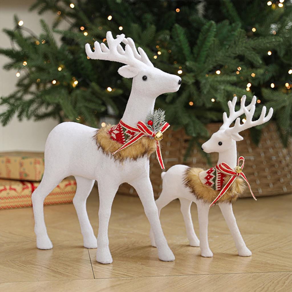 Realistic White Reindeer Ornament Durable White Reindeer Figurine Ornament For Christmas Window And Table Display
