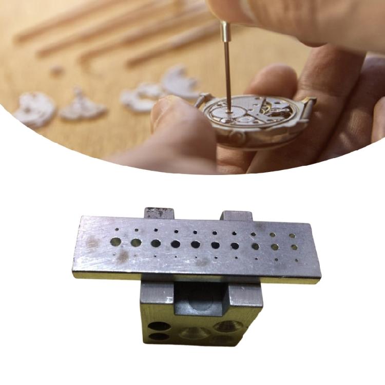 Multisize Hole Metal Drill Holder 30 Hole Drilling Base Stake for Watch Jewelry Repair Work Punching Tool Repair Kits