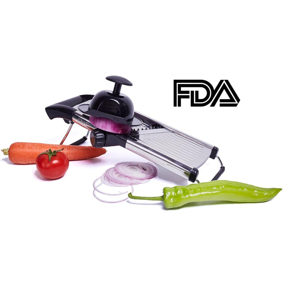 Adjustable Mandoline Vegetable Slicer by Chef's INSPIRATIONS. Best for Slicing Food, Fruit and Vegetables. Mandolin Slicer Julienne Cutter. Cut Proof