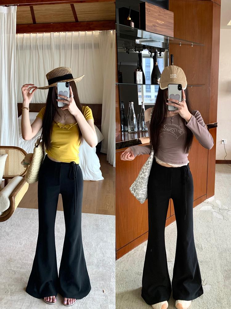 New Korean Style High-Waist Slim Micro-Flare Wide-Leg Pants for Women