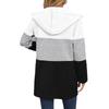 Women S Casual Loose Color Block Patchwork Hooded Sweatshirt
