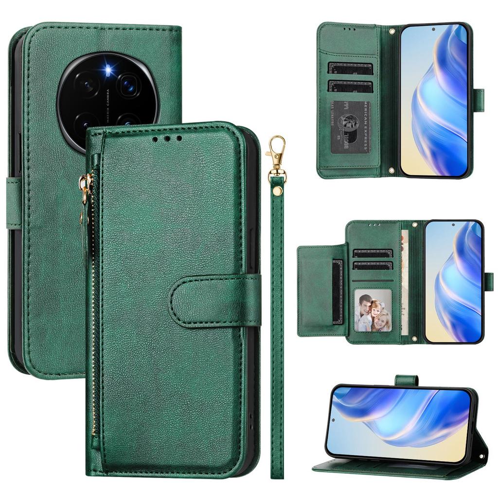 For Honor Magic7 Pro 5G Case Zipper Pocket Multiple Card Slots Leather Phone Cover