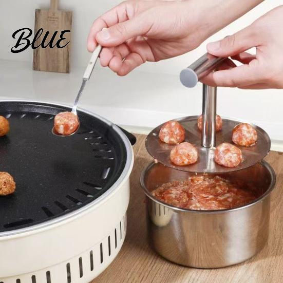 Round Food Shaper Tool Stainless Steel Meatball Maker 6/12-Hole Manual Meat Press Mold for Homemade Falafel Beef Pork Fish Balls Non-Stick