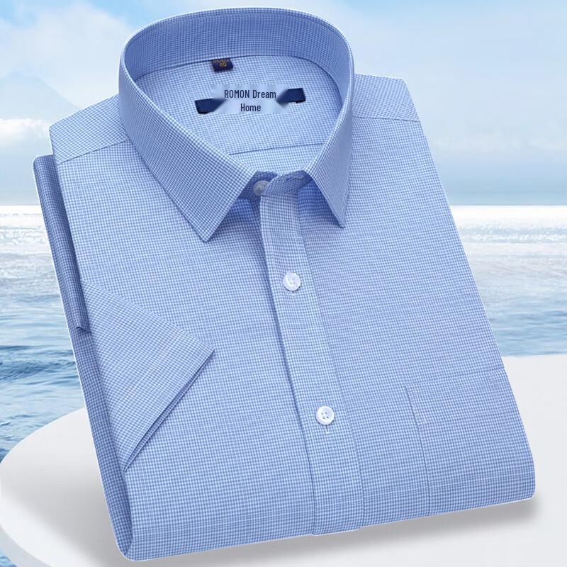 

Luomeng Men s Short Sleeve Business Square Collar Shirt 42