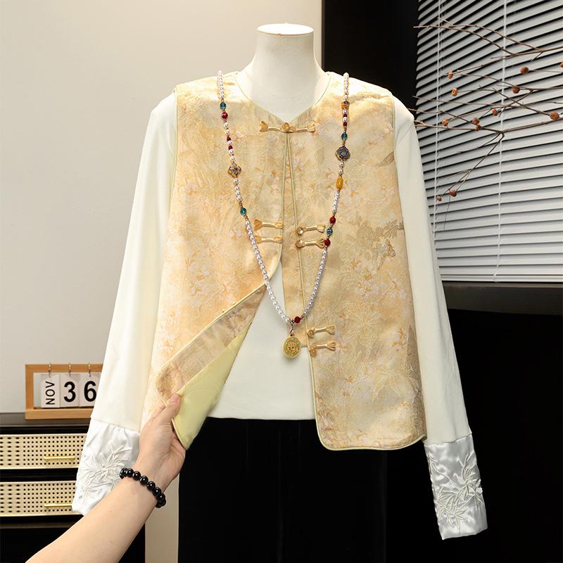 

Dignified and Elegant 50s-style Sleeveless Vest for Middle-Aged Women - Spring/Autumn Fashion 5XL (Recommended 150-165 kg) жёлтый