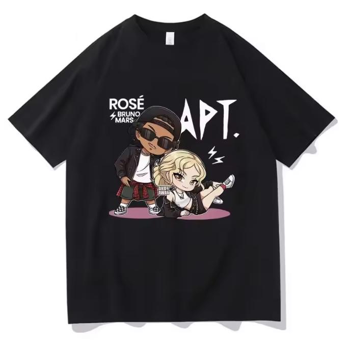 

ROSE Bruno Mars APT T Shirt Fashion Unisex Women Harajuku Graphic TShirt Unisex High Quality Cotton Vintage Summer Tees Shirts S
