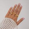 Wind Metal Texture Water Drop Hug Ring Set, Fashionable Geometric Smooth Surface Open Ring Woman