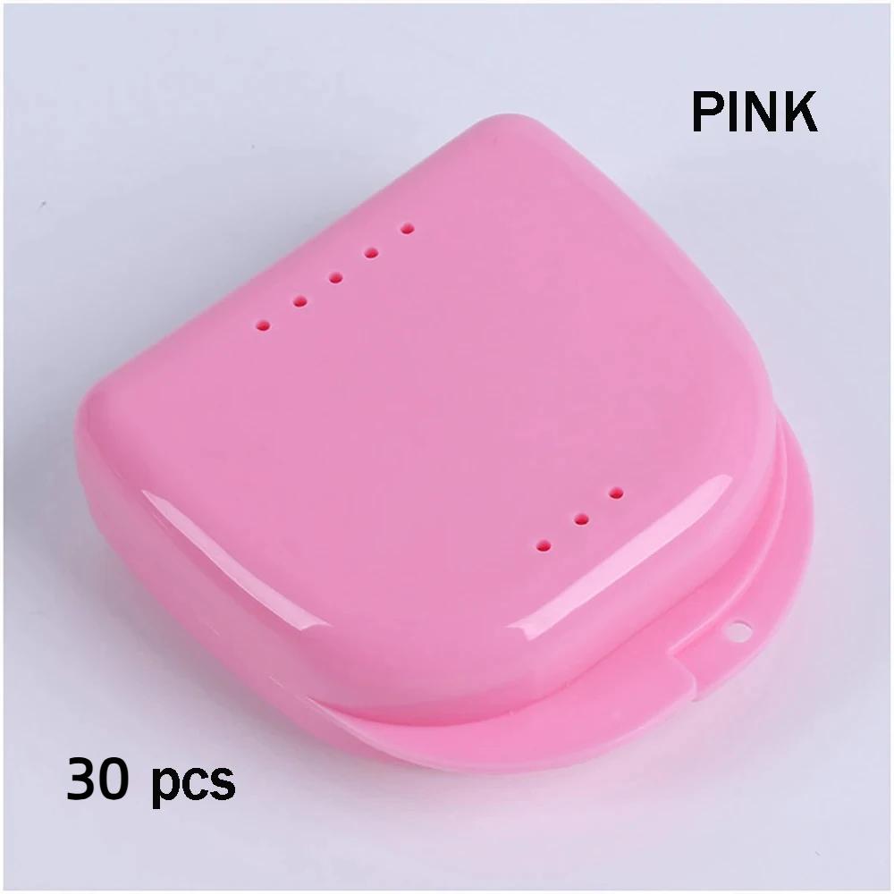 30Pcs Denture Box Tray Case Dental Orthodontic Retainer Color Tray Storage Box Plastic Teeth Container False Teeth Protective