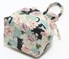 [Hasegawa] Cat Pattern Drawstring Bag with Handle, Made In Japan (Cat FlowerLight Green)