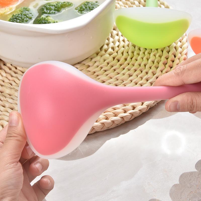 29cm Silicone Ladle Soup Spoon Long Handle Porridge Spoon Rice Ladle Heat Resistant Round Scoop Kitchen Supplies Cooking Tool