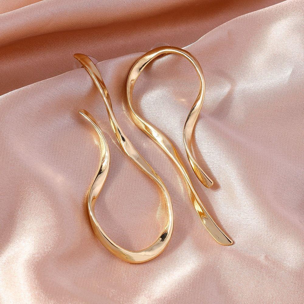 Alloy Dangle Earrings Gold Silver Color Metal Earrings Charm Asymmetric Line Earrings  For Women