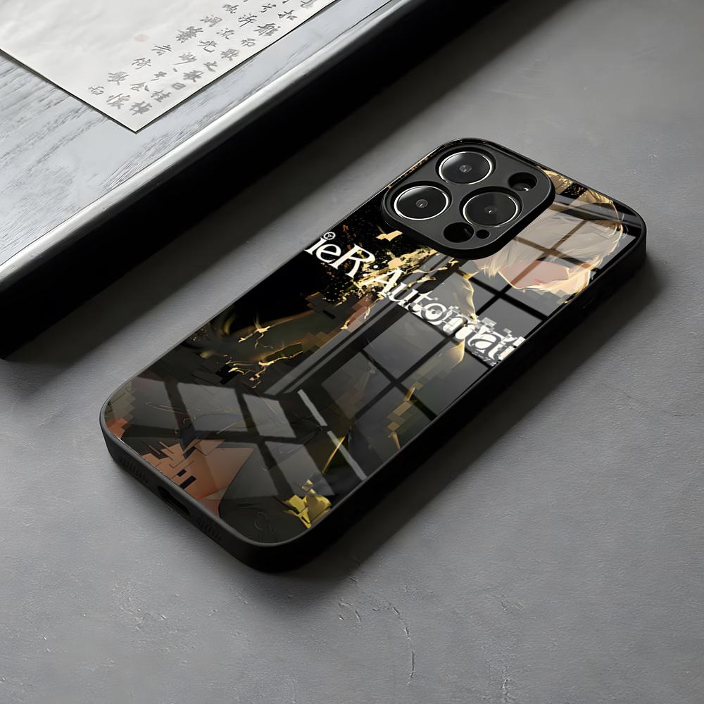 NieR A-Automata 2B Phone Case DIY Printing Glass For IPhone 16 15 14 Pro Max 13 12 Mini 11 X XS XR 8 Plus For Samsung S 25 24 23