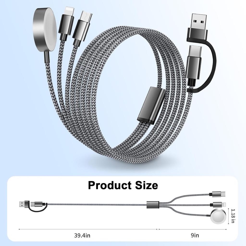 3 in 2 Multi Charging Cable for Apple Watch USB C Charger for iPhone & iWatch Type C/A Fast Charging Cord Compatible with Apple Watch Ultra/Series