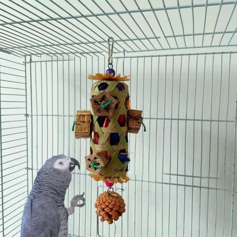 Bamboo Woven Pet Bird Chew Toy Hanging Teeth Grinding Toy  For Cockatiel Conure Cockatoos