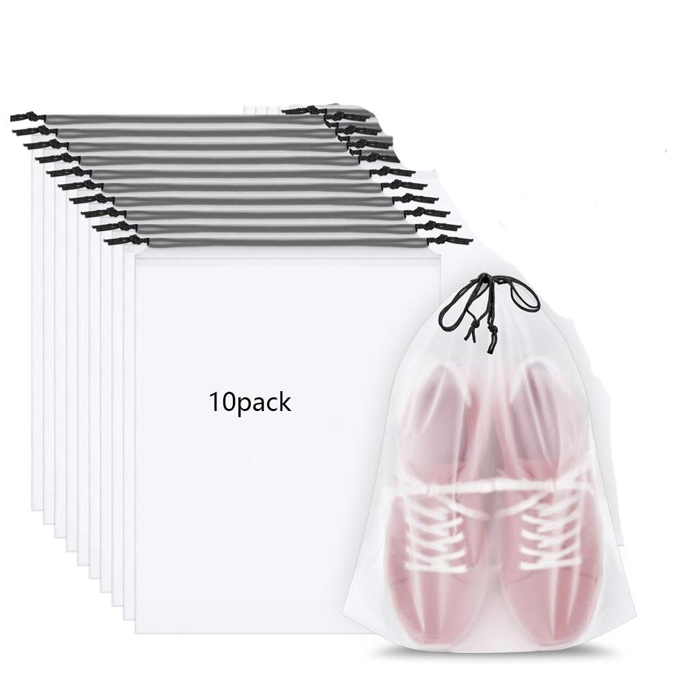 

Сумки для обуви для путешествий Прозрачные дорожные сумки для обуви для упаковки Большие Водонепроницаемые Портативные на шнурке Предметы первой необходимости для путешествий Женские и Мужские 30x40cm