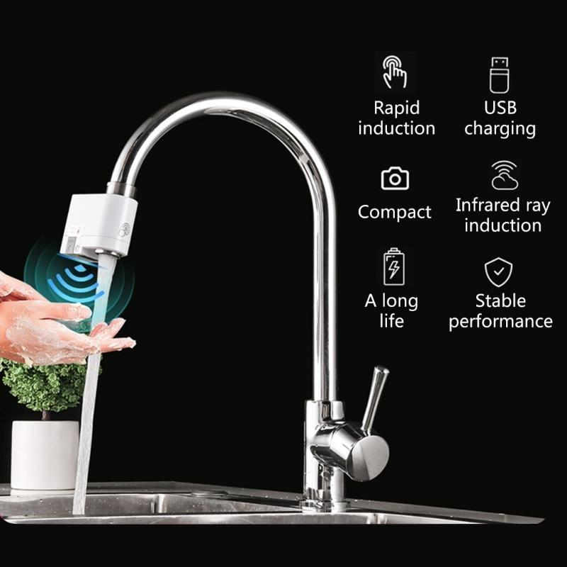 Faucet with Doubke Sensing Areas Rapid Responses Convenient Water Tap Easy To Install Faucet Adapter