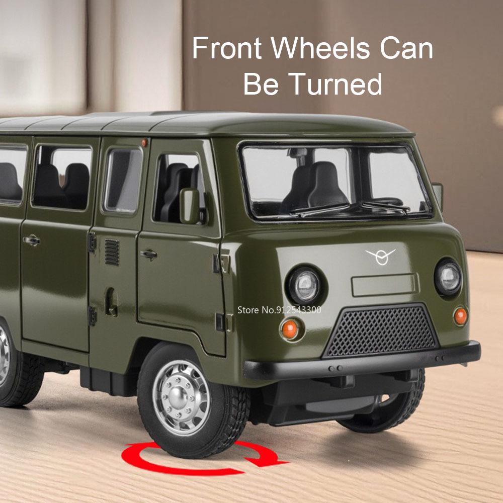 מידה גדולה 1:18 UAZ TRAVELER דגם רכב צעצוע מתכת Diecast משיכה לאחור קול אור דגמים קרוואן מודל סימולציה מתנות לבנים