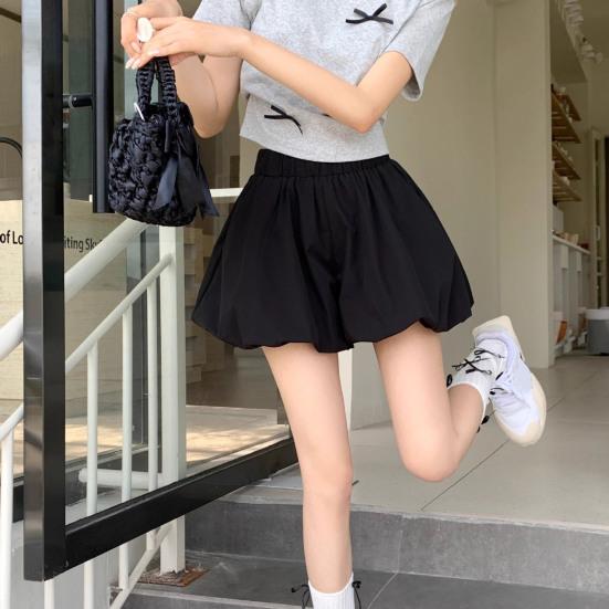 Women's Summer Bubble Shorts Casual High Waisted Puffy Shorts with Pockets Elastic Waist Balloon Mini Shorts