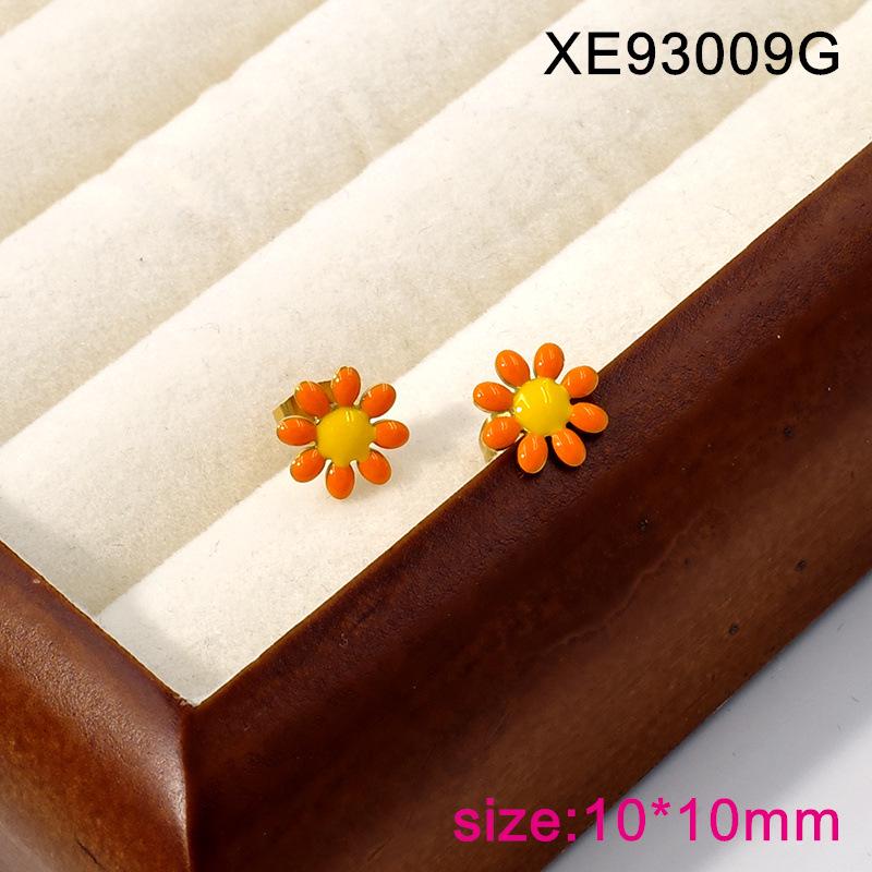 Colorful Daisy Drip Oil Stainless Steel Stud Earrings for Women - Fashionable and Vintage.