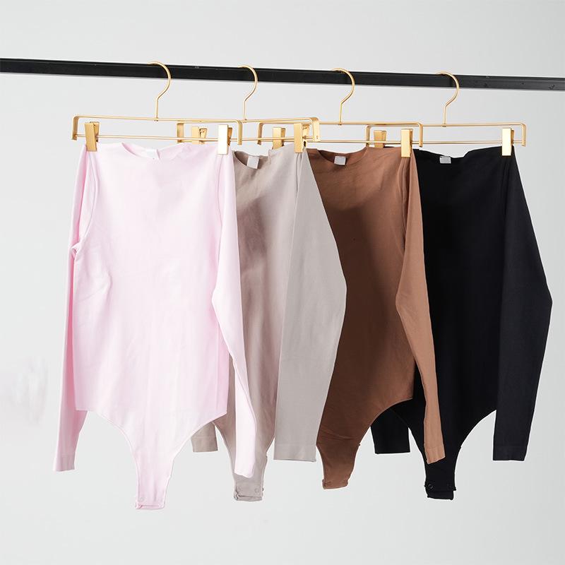 Seamless Long-Sleeve V-Crotch Yoga Bodysuit with High Elasticity