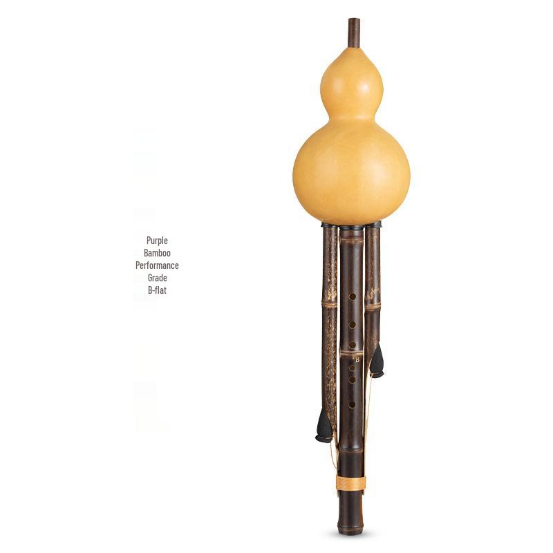 

Handcrafted Ecological Purple & Golden Bamboo Hulusi, C/B-flat Key, Beginner & Performance Level for Adults & Children.