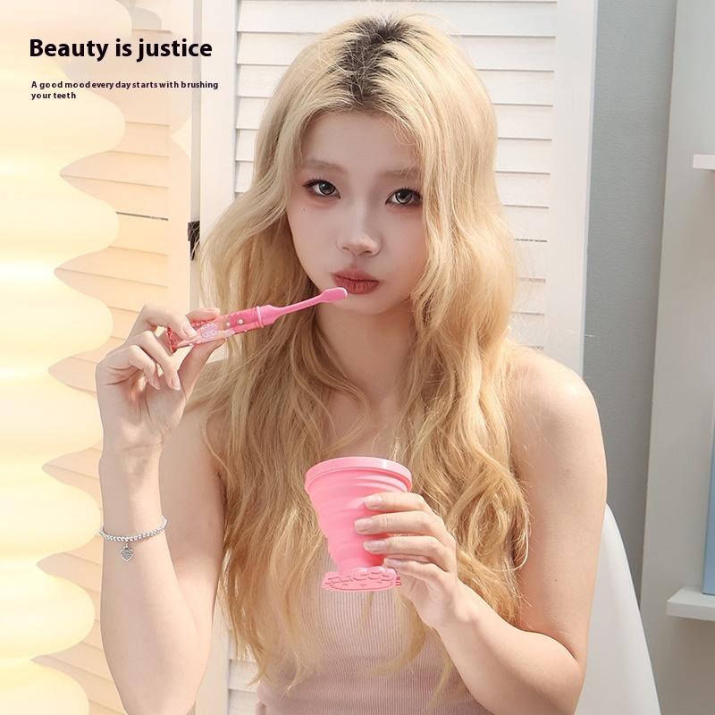 Sanrio Hello Kitty Kuromi Melody Folding Cup Wash Set Travel Storage Portable Cleaning Toothbrush 2-In-1 Toiletries