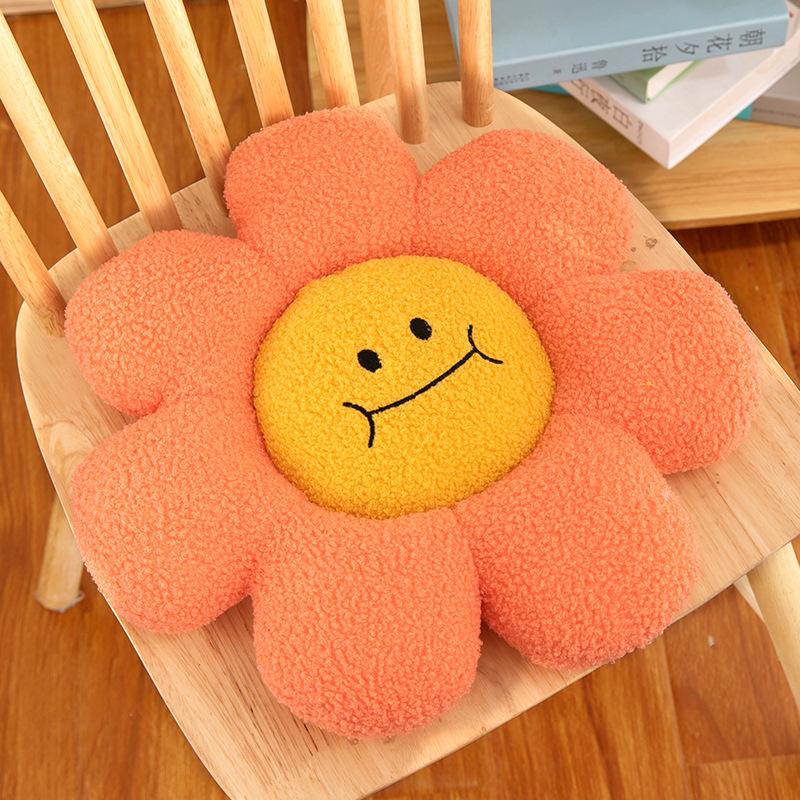Sunflower Smiley Face Throw Pillow Flower Seat Cushion Sofa Bedroom Bay Window Cushion Office Cartoon Waist Pillow Plush Backrest