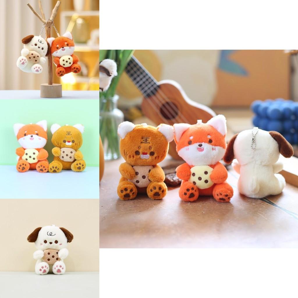 Adorable Cartoon Dog Plush Toy Cute Stuffed Animal Keychain Bag Charm