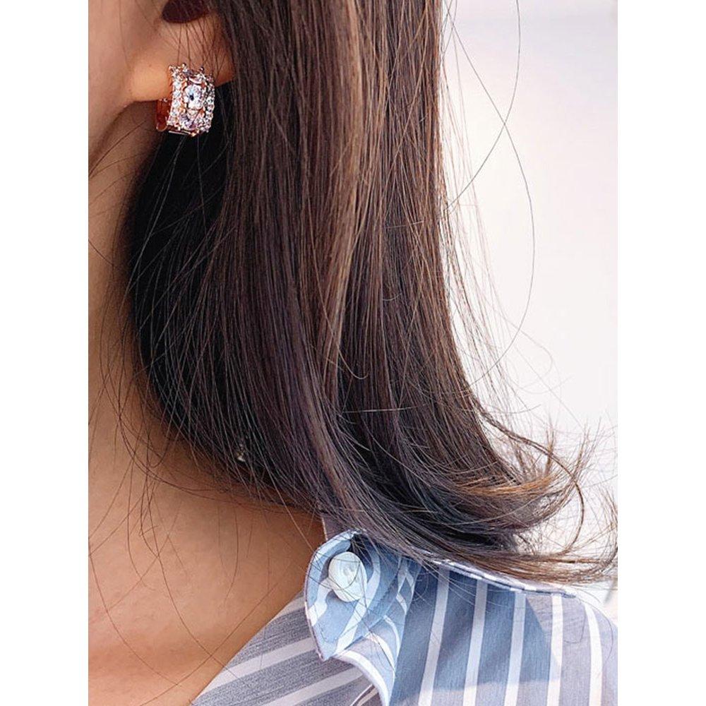 14K G.F. Bling Shine One-Touch Ring Earrings Ea0818