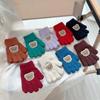 Kids Bear Knitted Gloves 3-7Y Girls Boys Cute Bear Soft Warm Knit Full Finger Design Children Hand Warmer Stylish Warm Gloves