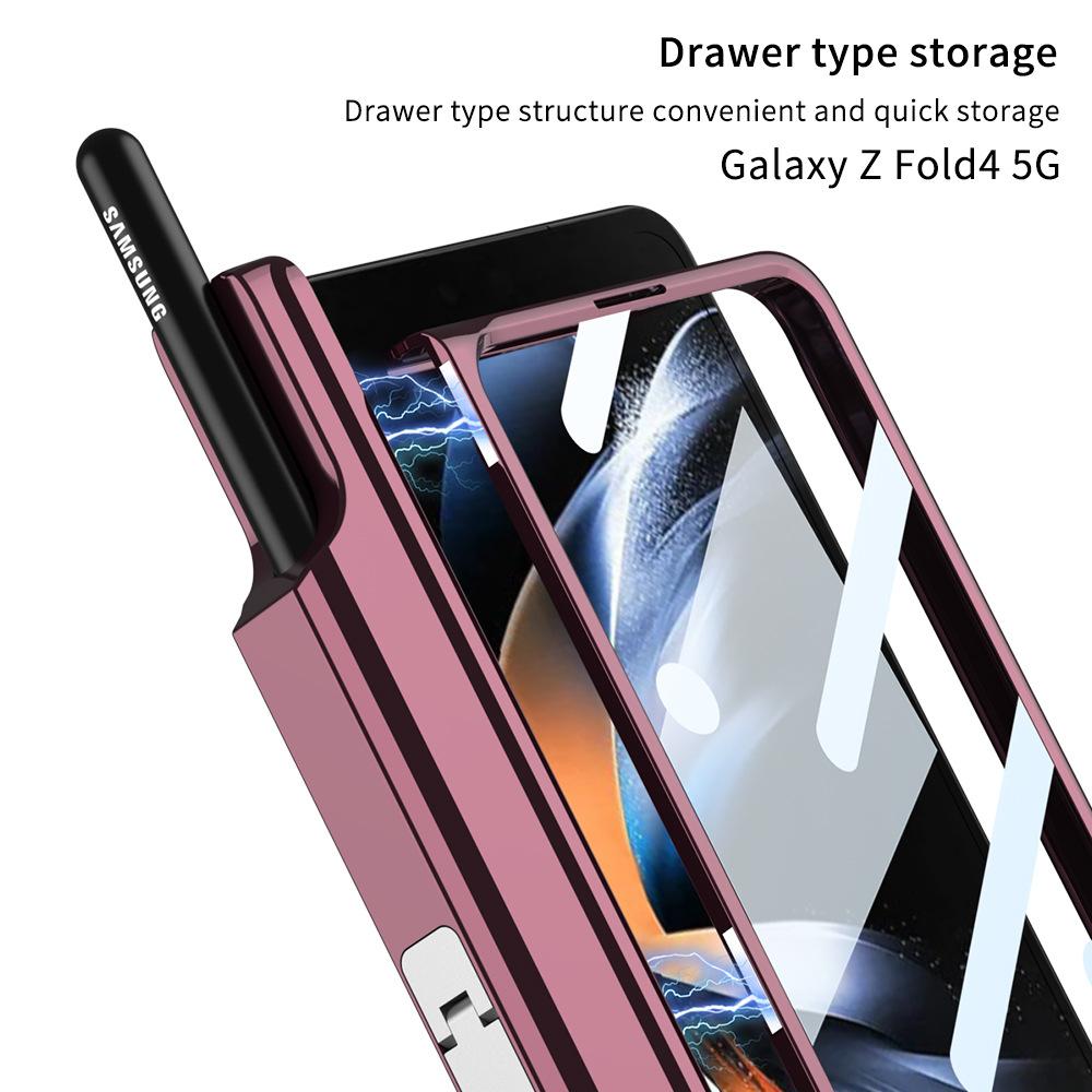 Samsung ZFold4 Mobile Phone Case Wireless Charging Magnetic Suction Case Film Phantom Pen Holder Holder Folding Full Cover Protective Case