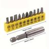 10pc Rubber Strip Cross Screwdriver Head Bit 60mm Conversion Extension Rod Woodworking Power Tool Set