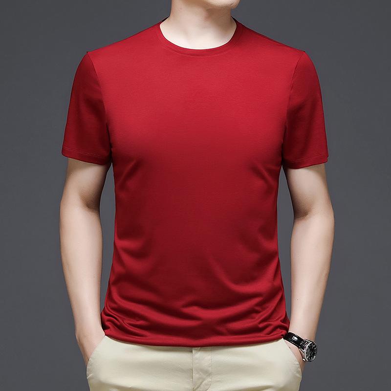 Men's Summer 2022 Pure Cotton Crew Neck T-shirt - Solid Color, Short Sleeve, Casual Fit