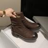 Autumn and winter women's leather boots leather side zipper Martin boots versatile round head comfortable new cowhide thick-soled low boots