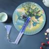 With Tassel Round Folding Hand Fan Shell-Shaped Retro Handheld Fan Dance Fan  Hanfu Cheongsam