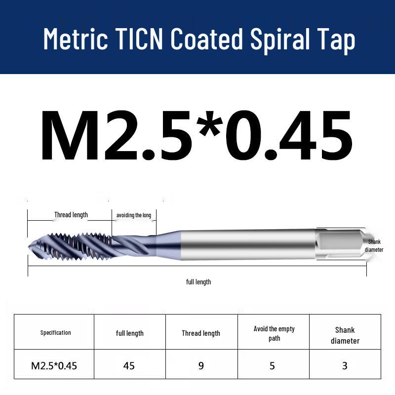 Jundingying TICN M2.5*0.45 Spiral Point Tap