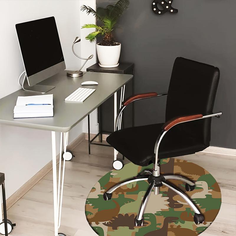 1pc Dinosaur camouflage pattern Round carpet, Perfect for Decorating Chairs, Living Rooms, Or Bedrooms, for Living Room.116 80cm by 80cm