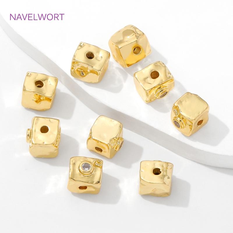 18K Gold Plated Square with Zircon Spacer Beads For Bracelet Making,Beads Separators,DIY Jewelry Making,Accessories For Jewelry